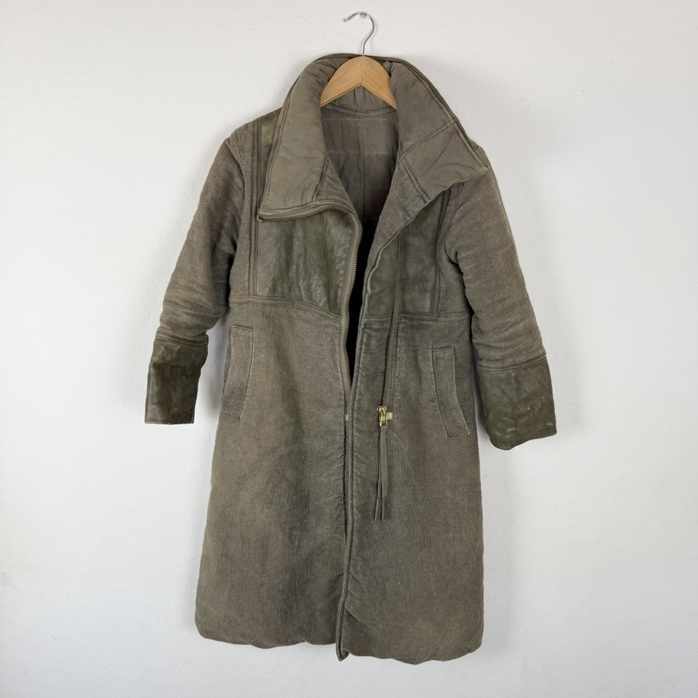 Anthropologie Eairth Green Infugao Trench Coat Cotton/Pineapple Fiber
